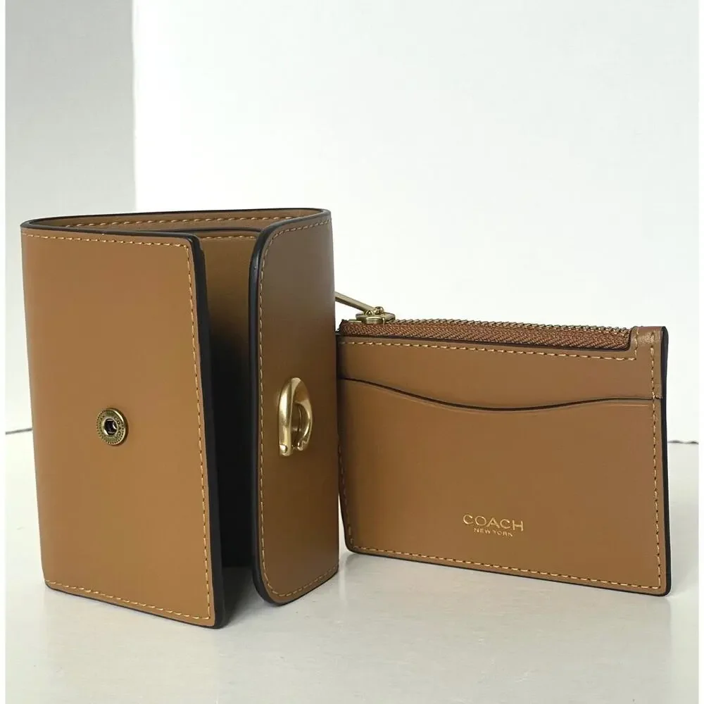 Coach Essential Card Holder Honey Brown Leather ID Case Small CZ111